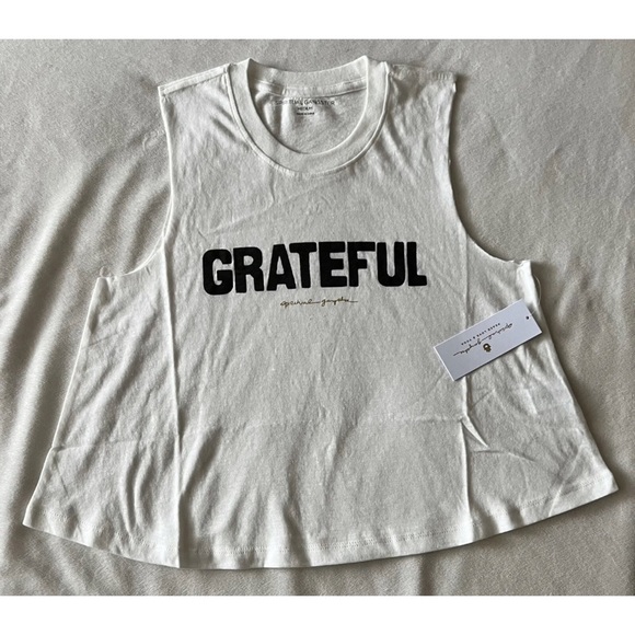SPIRITUAL GANGSTER Crop Tank Top - GRATEFUL - White - Medium - Picture 2 of 5